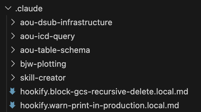 skill folders, hookify rule